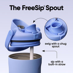 Owala FreeSip Sway detalle de la boquilla 2 en 1 permite sorber o tragar fácil