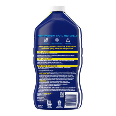 OxiClean comparación de tamaño del spray y la recarga para escala