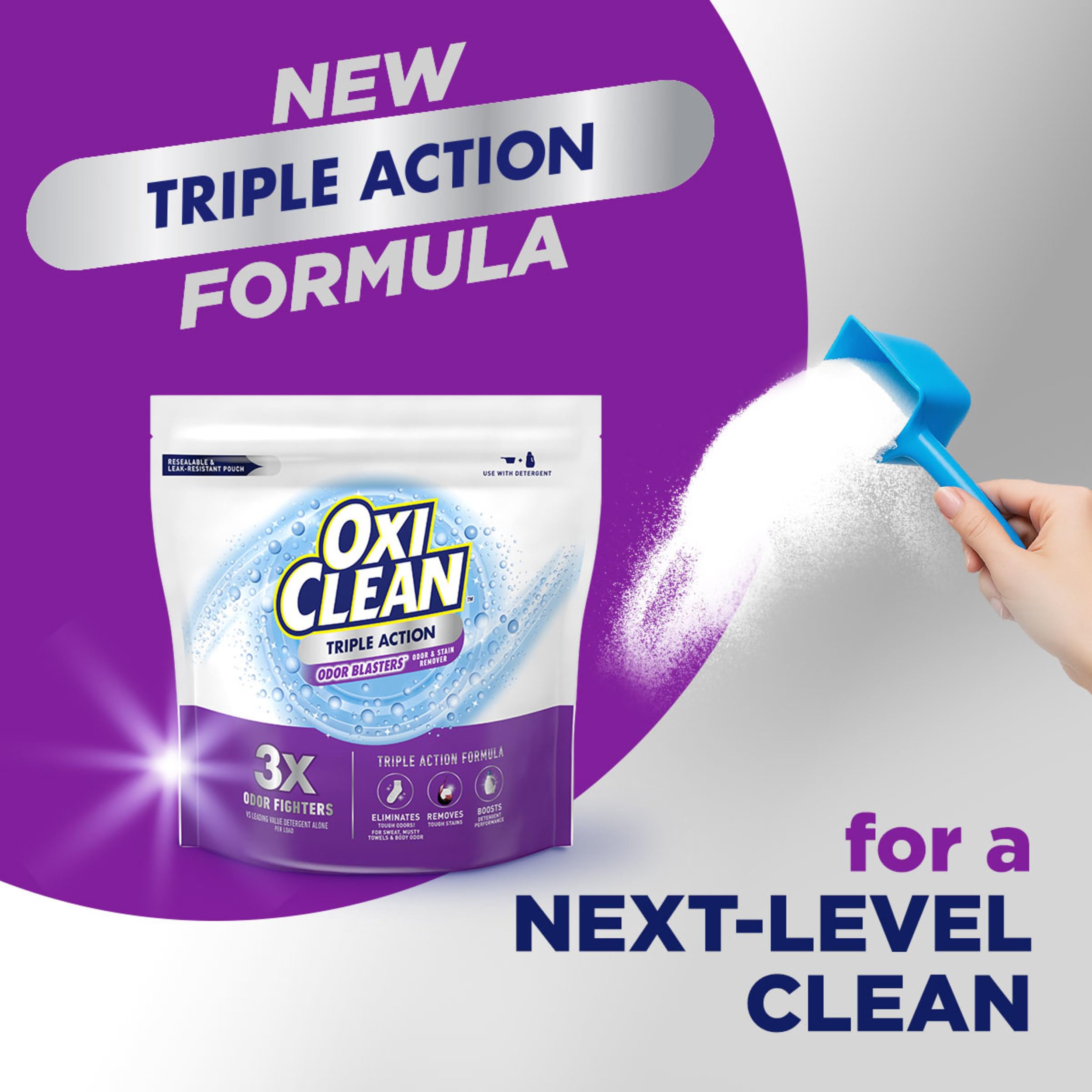 OxiClean textura del polvo en primer plano que muestra poder de absorción