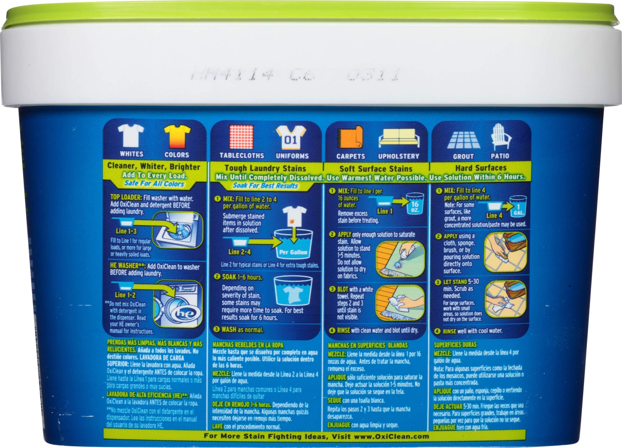 OxiClean polvo granular detalle de textura que facilita disolución