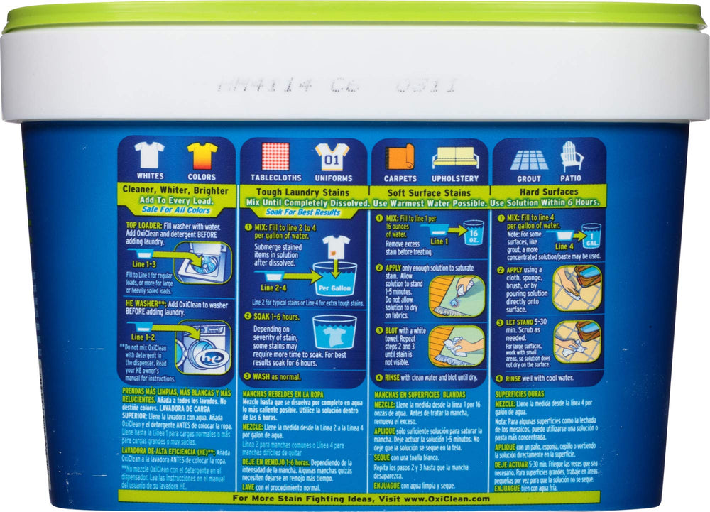 OxiClean polvo granular detalle de textura que facilita disolución