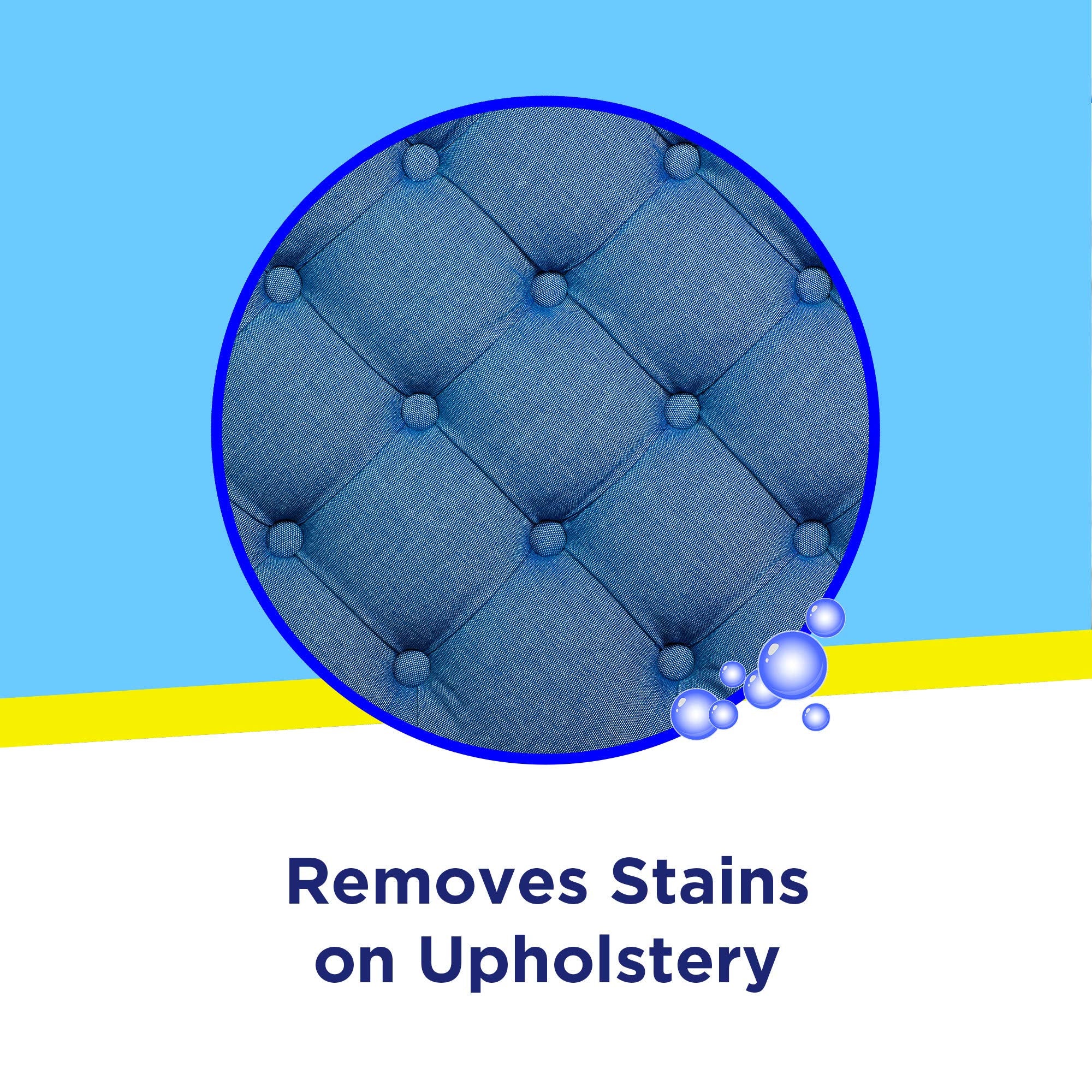 OxiClean tapicería antes y después mostrando limpieza profunda