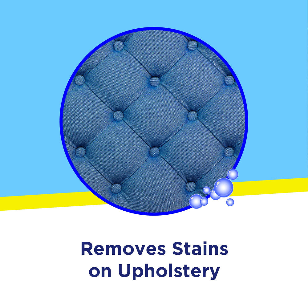OxiClean tapicería antes y después mostrando limpieza profunda