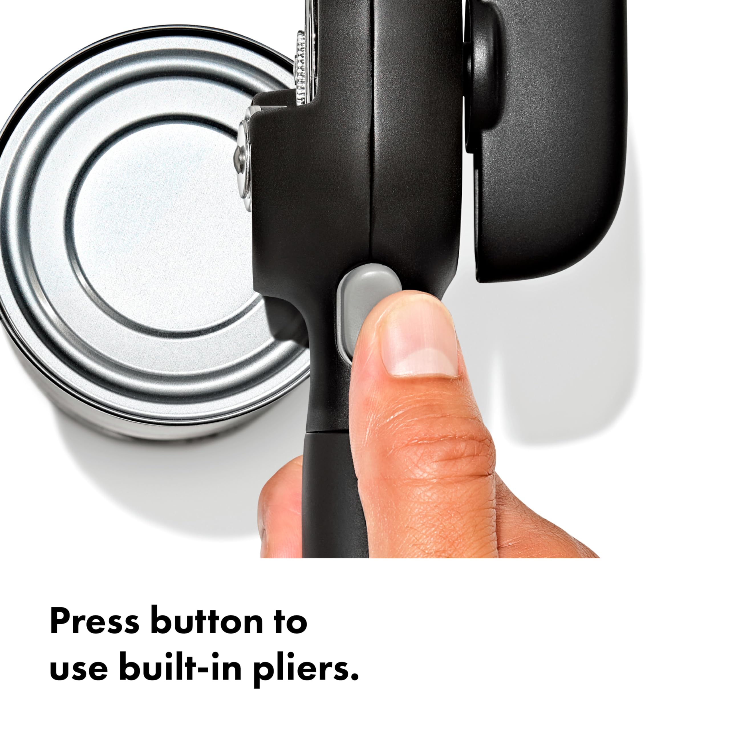 OXO built-in lid pliers gripping lid for contact-free removal and hygiene