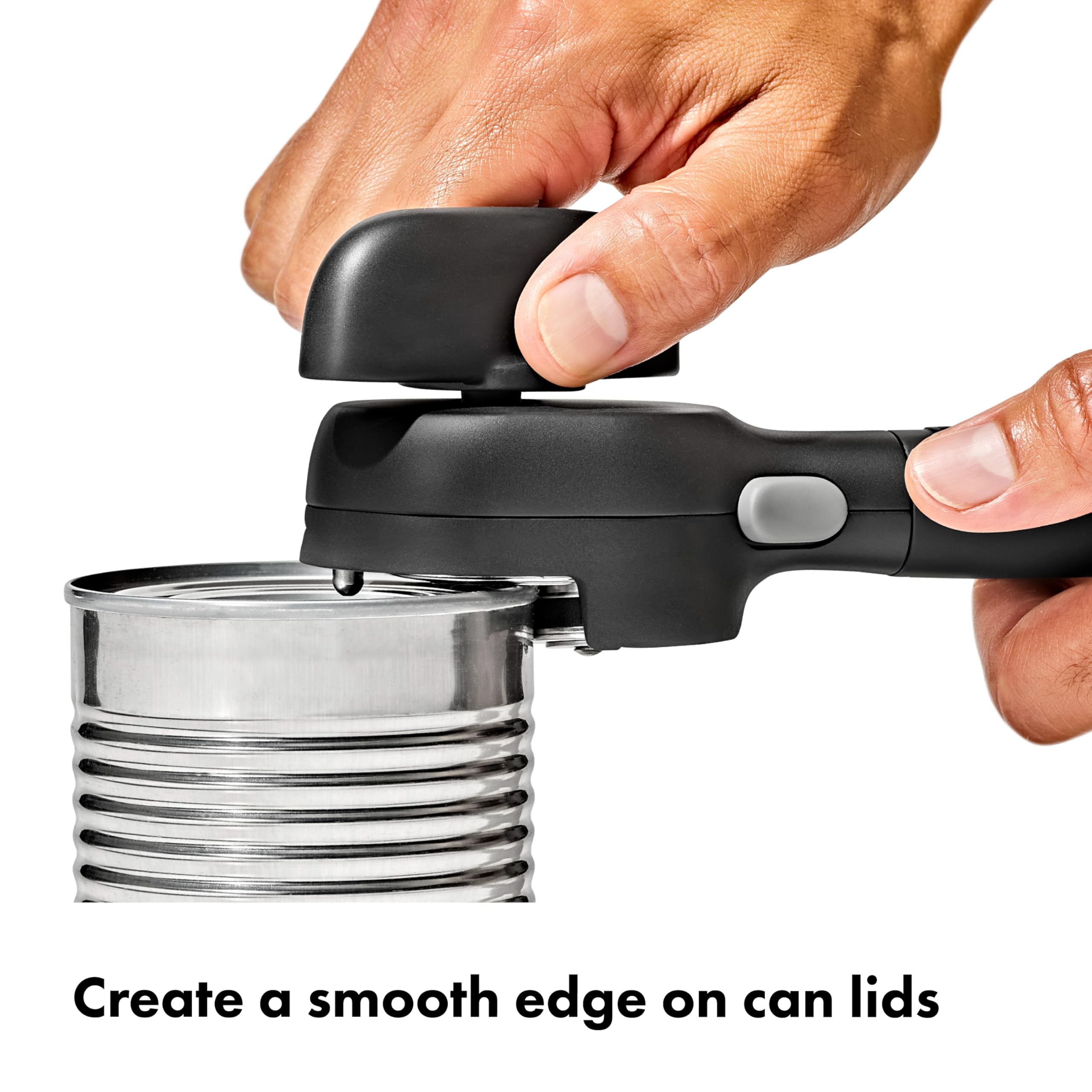OXO close-up of cushioned handle highlighting comfortable non-slip grip