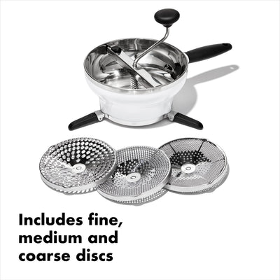 OXO crank handle detail with soft grip for comfortable turning
