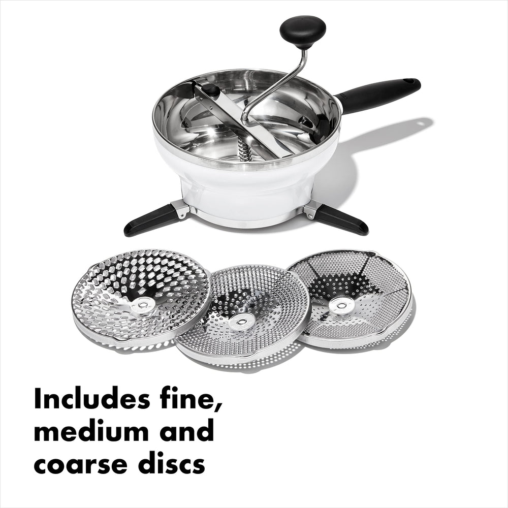 OXO crank handle detail with soft grip for comfortable turning