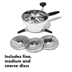 OXO crank handle detail with soft grip for comfortable turning
