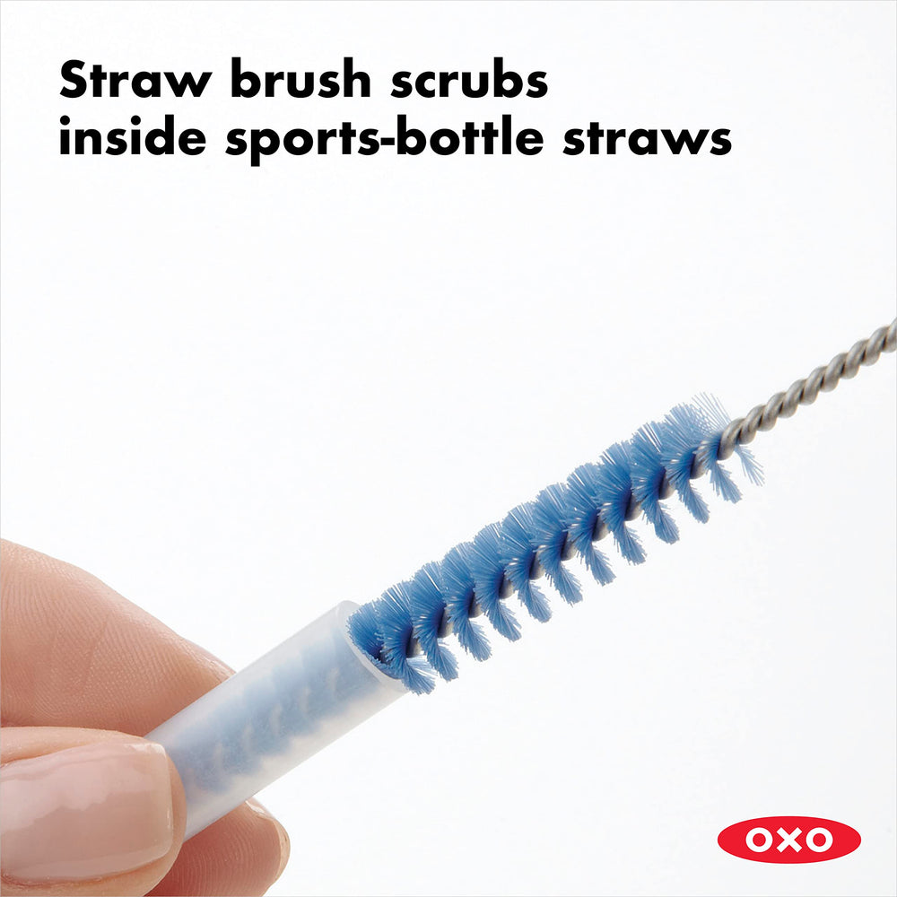 OXO Good Grips cepillo largo para botellas, llega al fondo y limpia sin rayar
