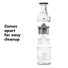 OXO Good Grips detalle de cuchilla y pomo ergonómico para cortes precisos