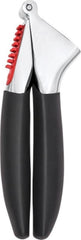 OXO Good Grips prensa de ajo frontal mostrando diseño y beneficio de facilidad