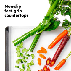 OXO Good Grips tapered edge handles for comfortable carrying and grip