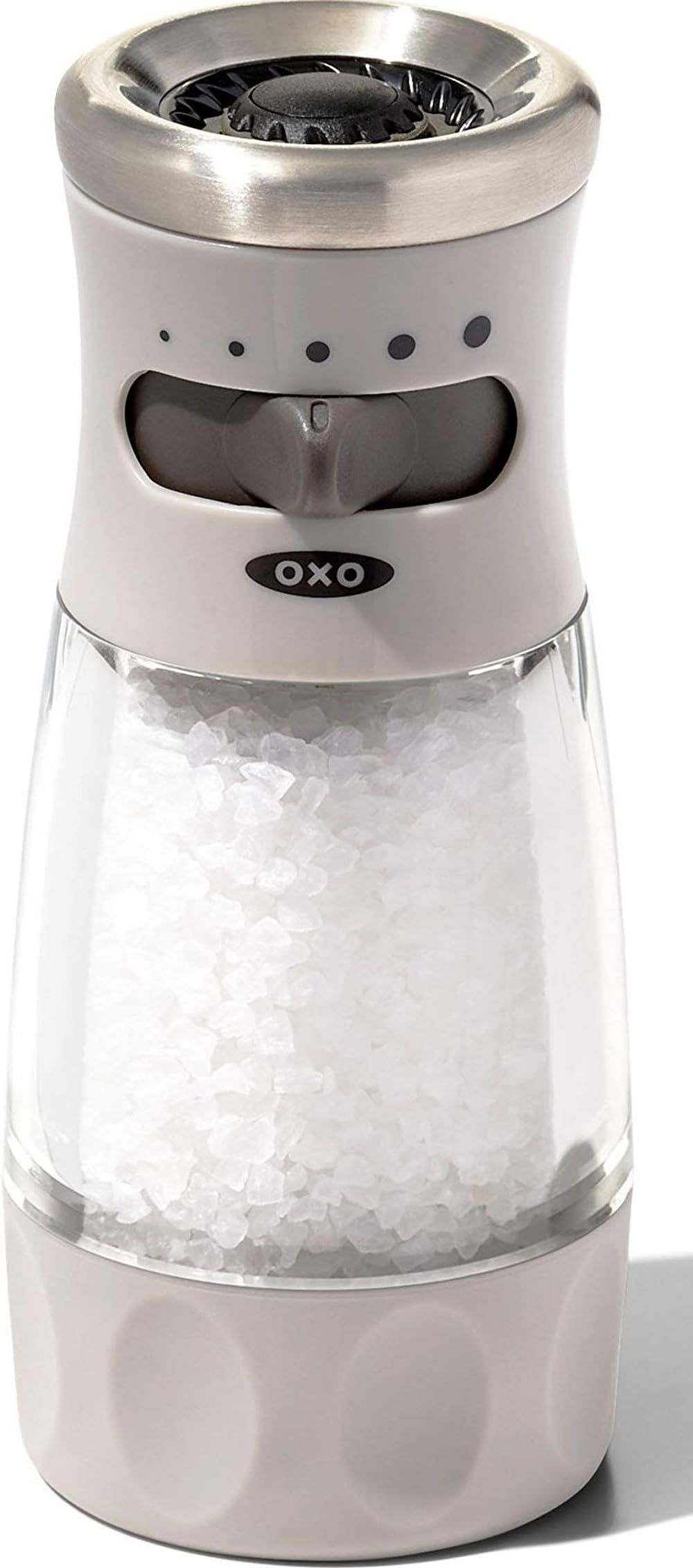 OXO molinillo de sal frontal con acabado moderno y funcionamiento limpio