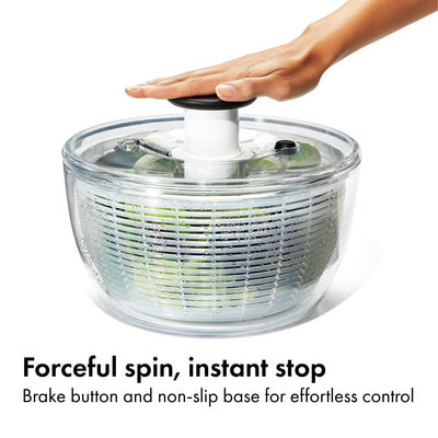 OXO Good Grips bowl with non-slip base providing stable countertop spinning