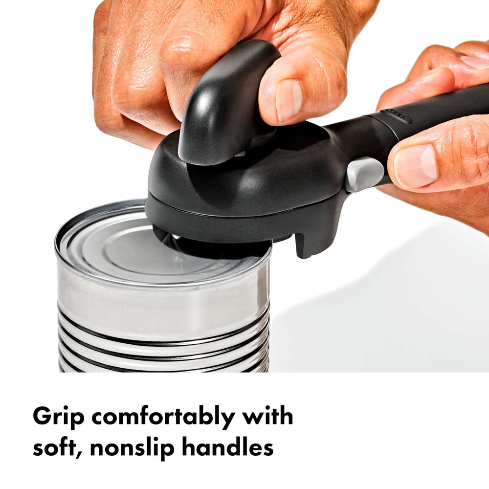 OXO detailed view of stainless steel cutting wheel showing safe side-cutting