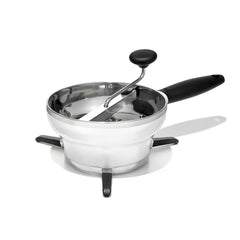OXO stainless steel bowl front view showing durable surface and heat resistance