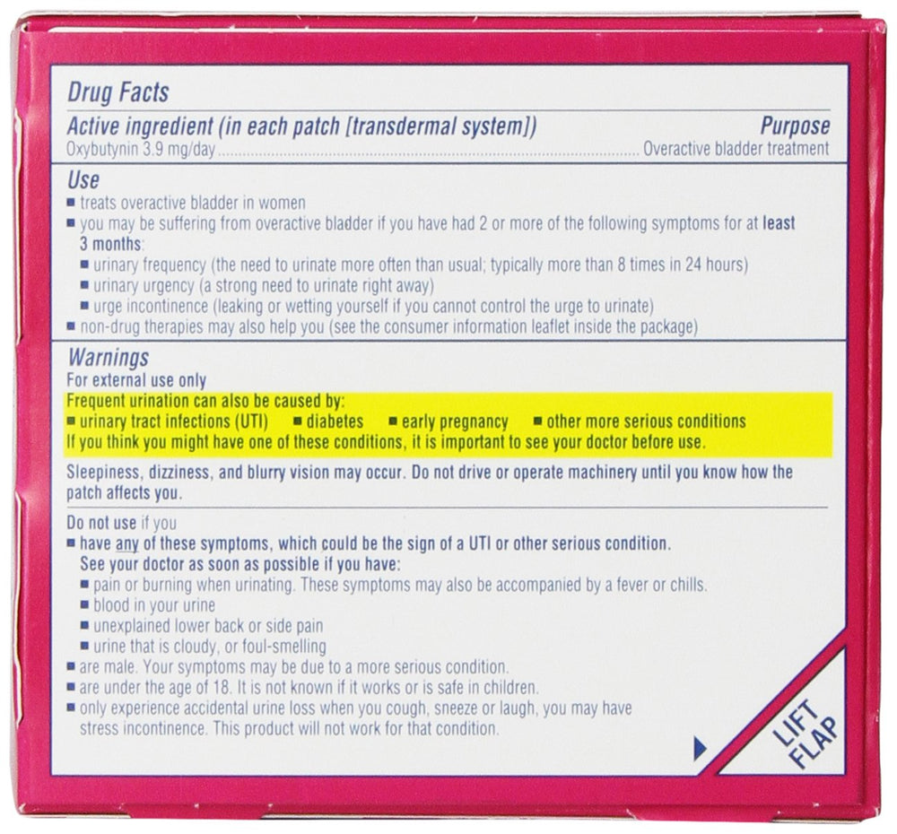 Oxytrol for Women primer plano del parche flexible que facilita uso discreto