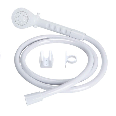 OYMOV cabezal frontal blanco mostrando diseño y ahorro de agua