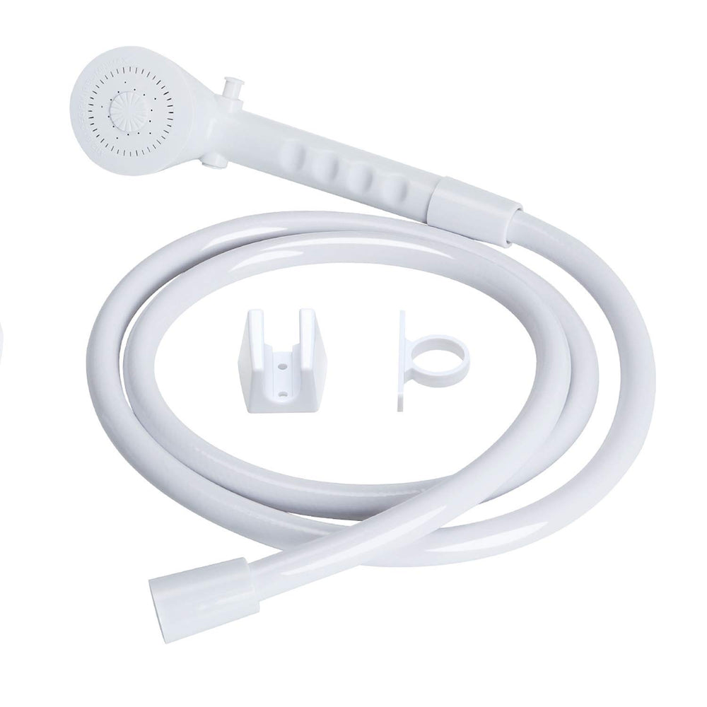 OYMOV cabezal frontal blanco mostrando diseño y ahorro de agua