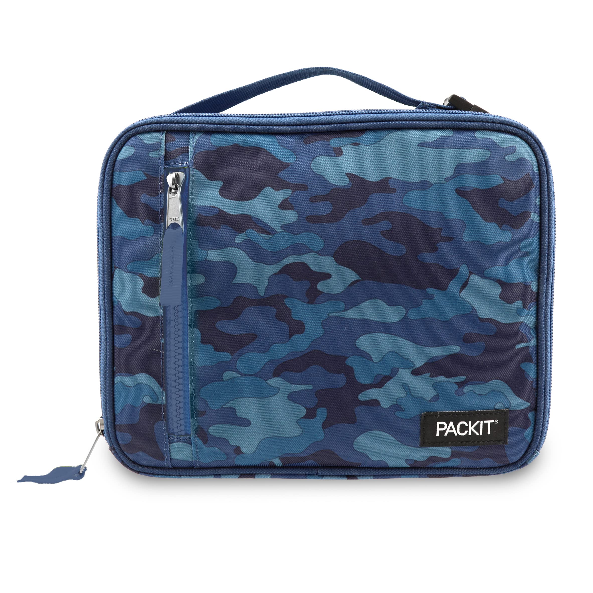 PackIt lonchera Classic Blue Camo vista frontal con cierre seguro