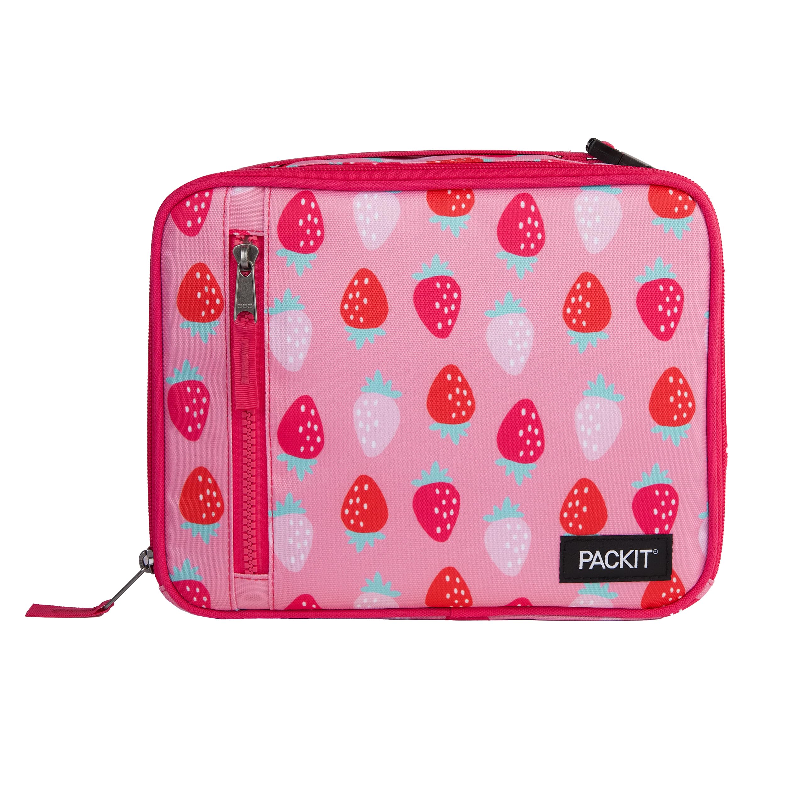 PackIt lonchera Sweet Strawberry vista frontal con cierre, mantiene frescura
