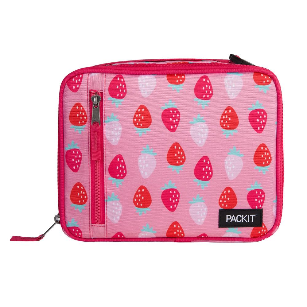 PackIt lonchera Sweet Strawberry vista frontal con cierre, mantiene frescura