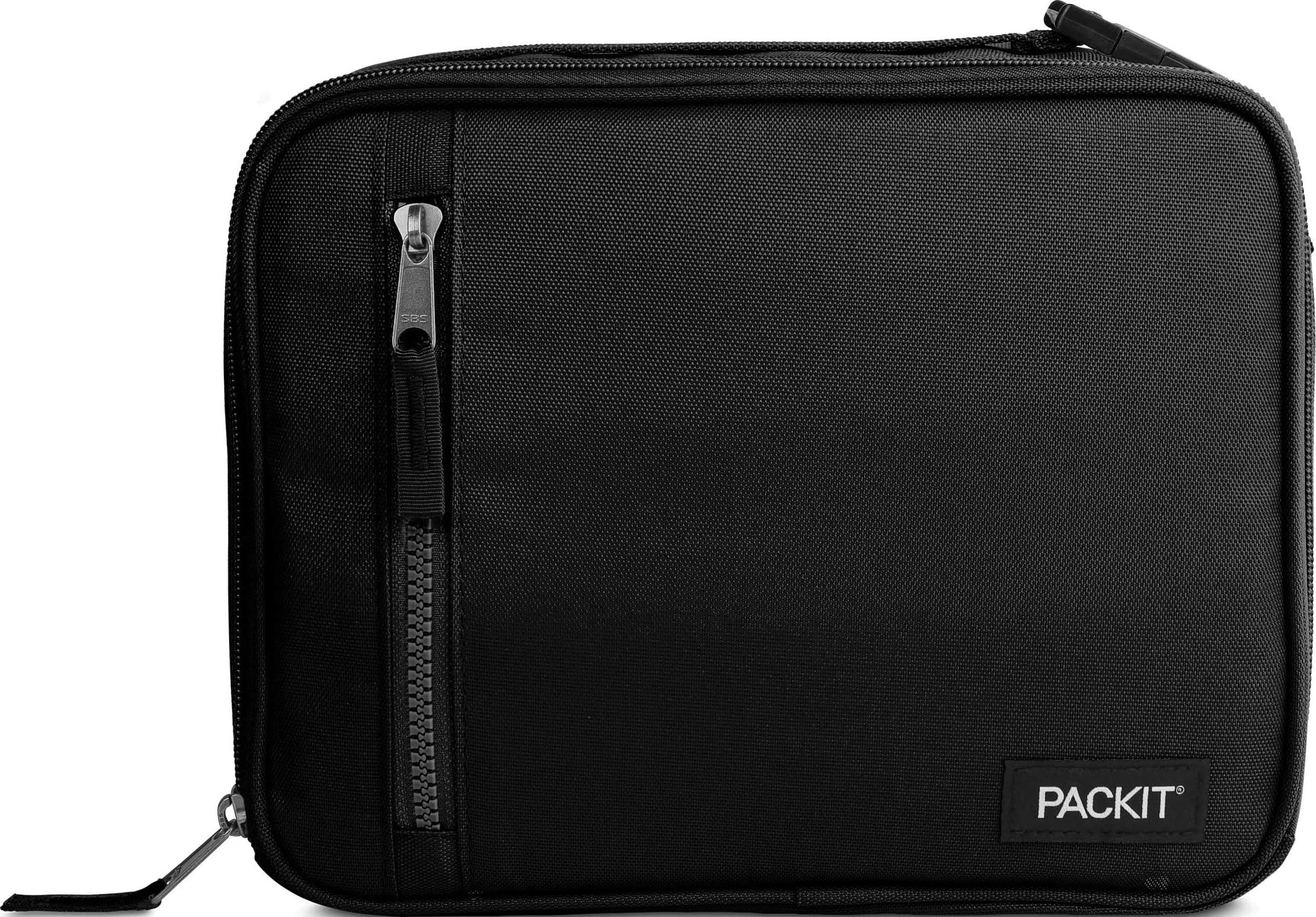 PackIt lonchera frente negro mostrando diseño compacto y profesional