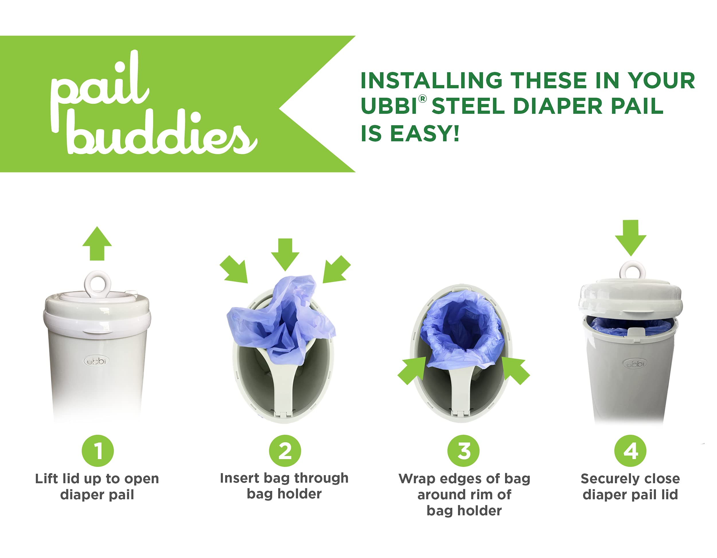 Pail Buddies comparación de tamaño 13 galones para menos vaciados