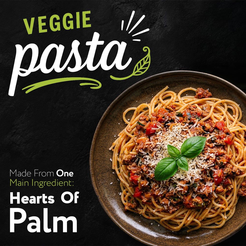 Palmini linguine cocido servido en plato listo para comer y saludable
