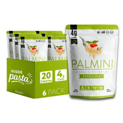 Palmini frente del paquete linguine mostrando marca y tamaño práctico