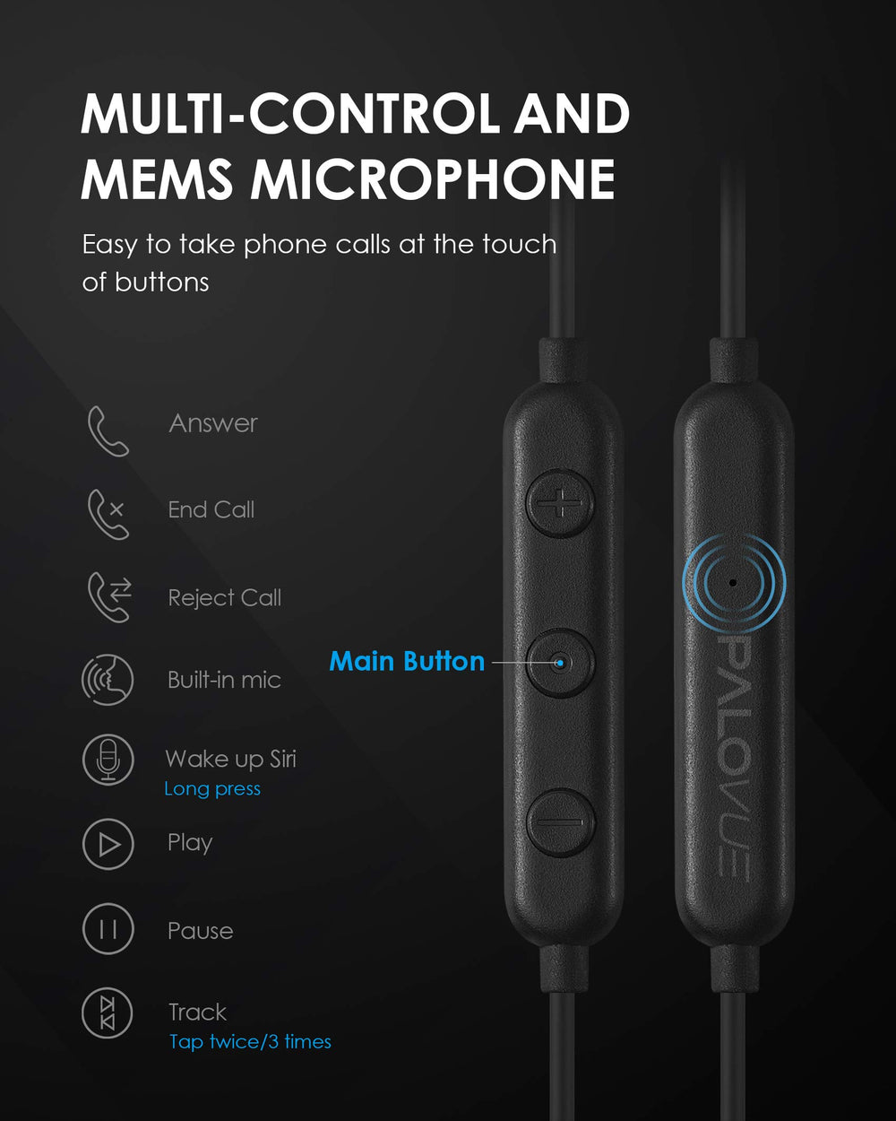 PALOVUE earbud in ear demonstrating secure fit and improved noise isolation