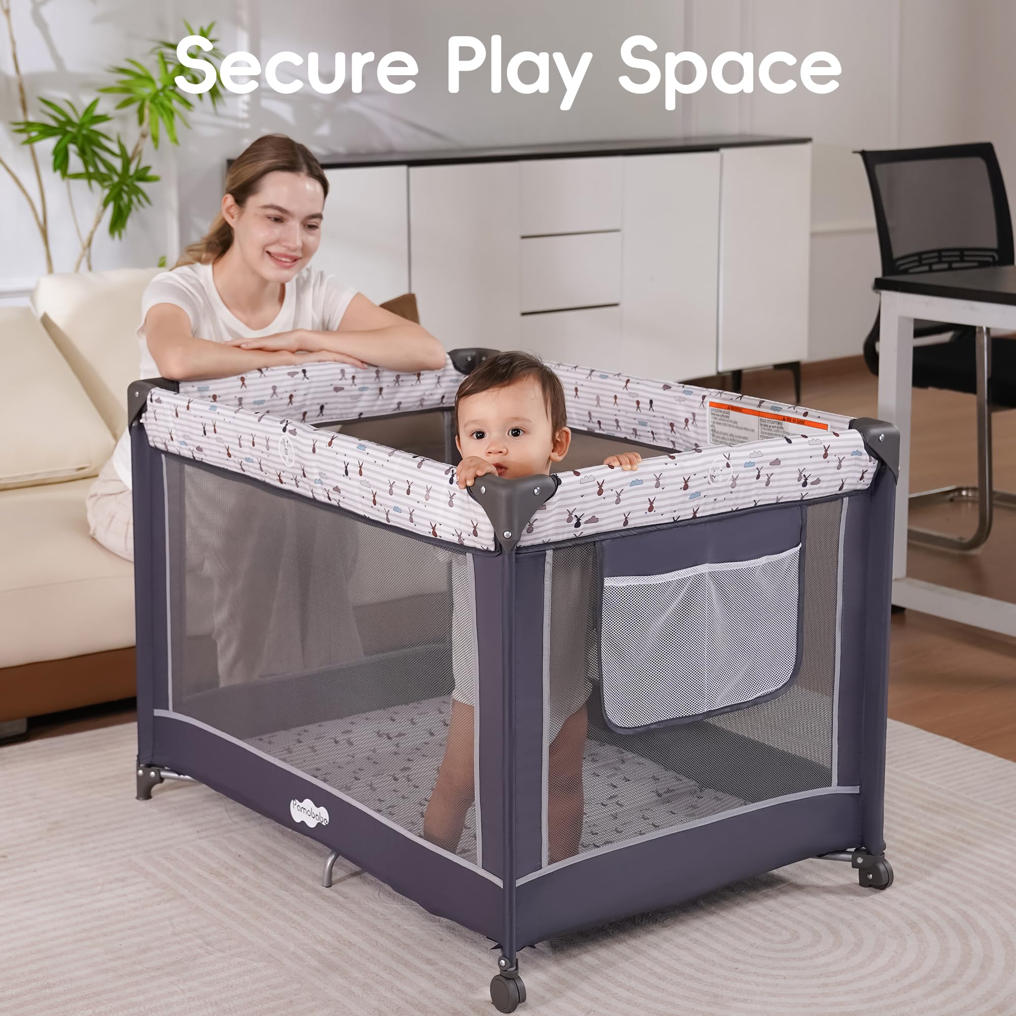 Pamo babe bassinet detached from frame demonstrating newborn sleep option and convenience