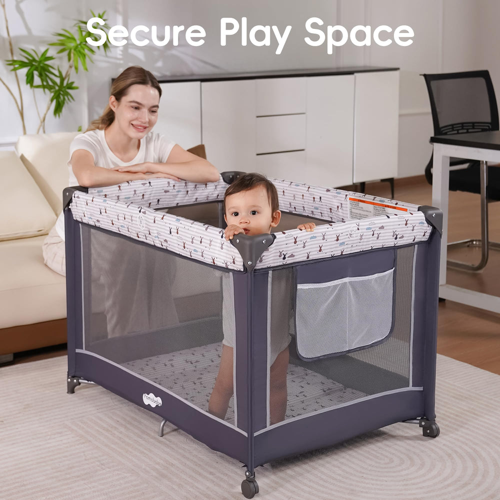 Pamo babe bassinet detached from frame demonstrating newborn sleep option and convenience