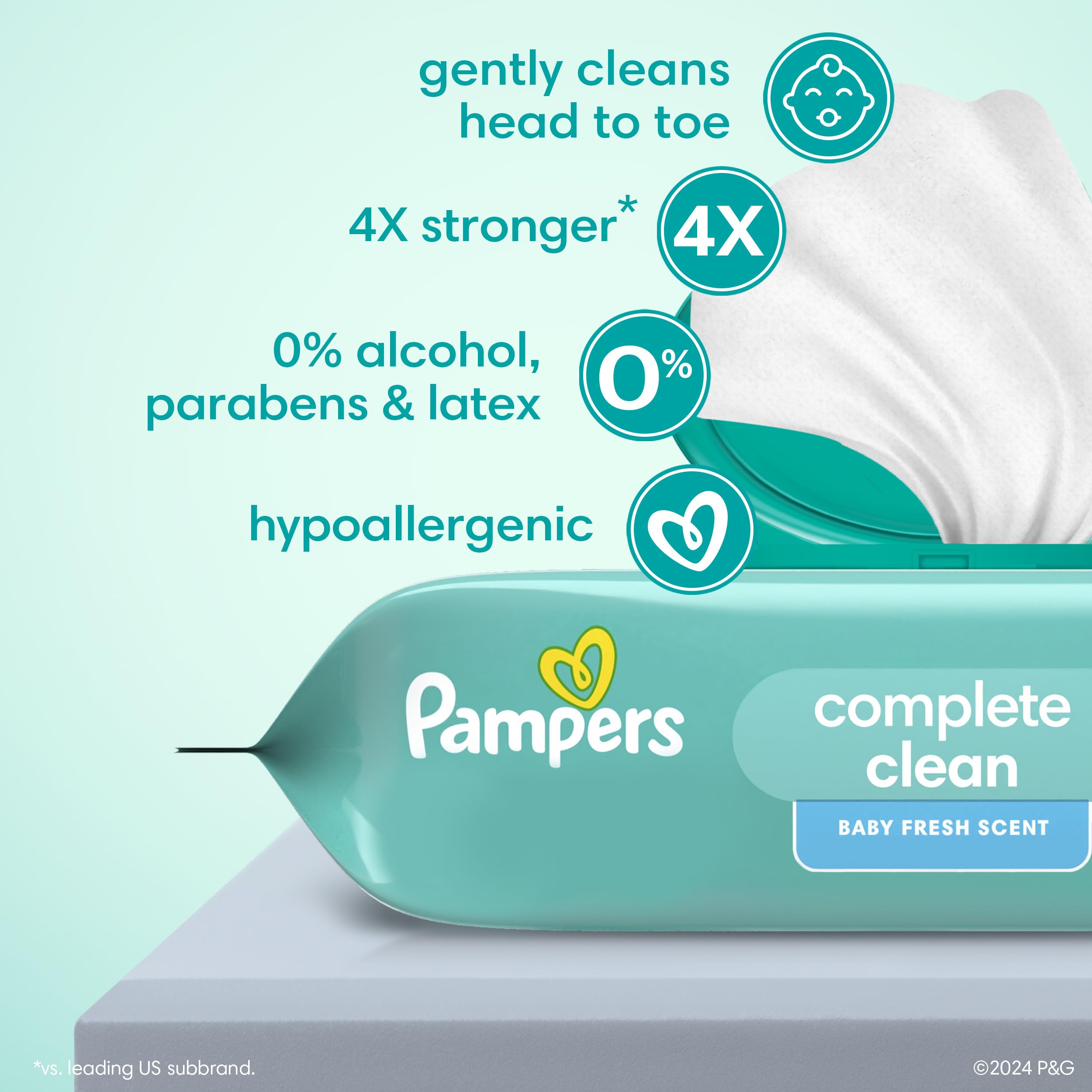 Pampers detalle de textura de la toallita para limpieza resistente