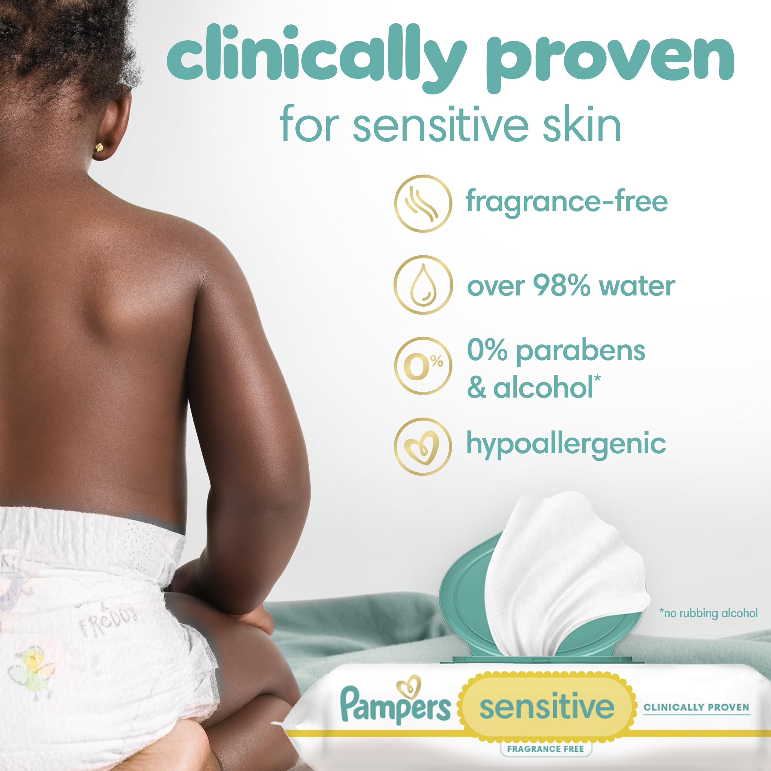 Pampers tapa flip-top cerrada para conservar la humedad fácilmente
