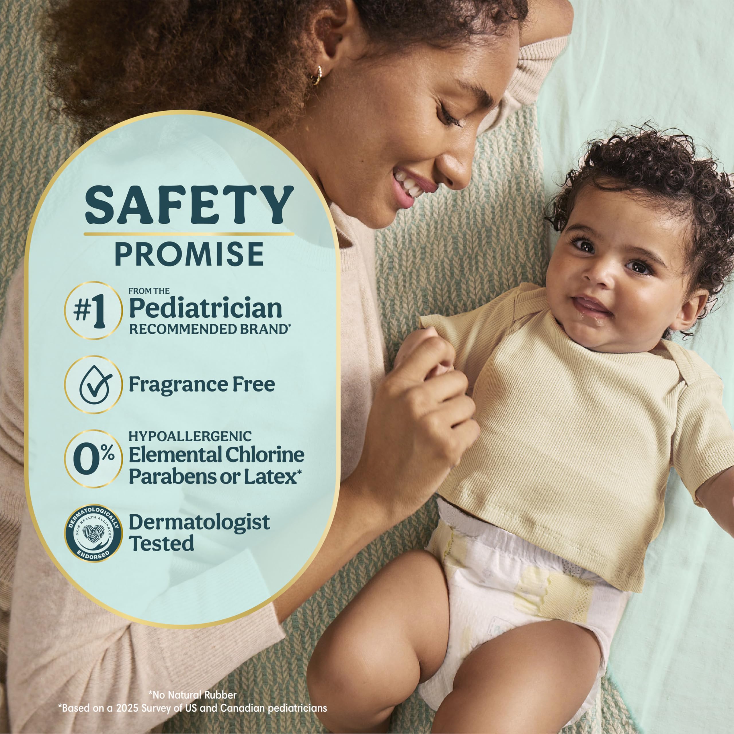 Pampers close-up of KeepDry liner showing fast moisture lock for drier skin