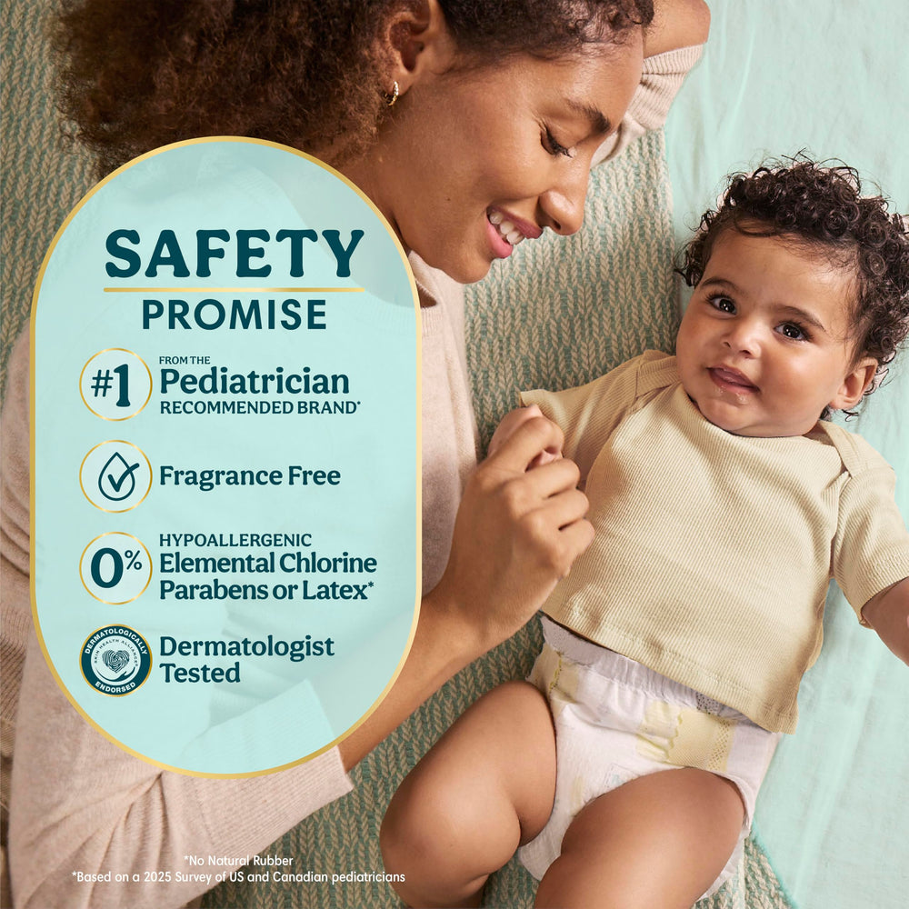 Pampers close-up of KeepDry liner showing fast moisture lock for drier skin