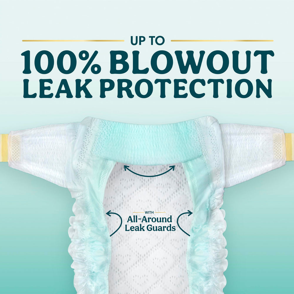 Pampers diaper fitted on baby illustrating comfortable fit and secure protection