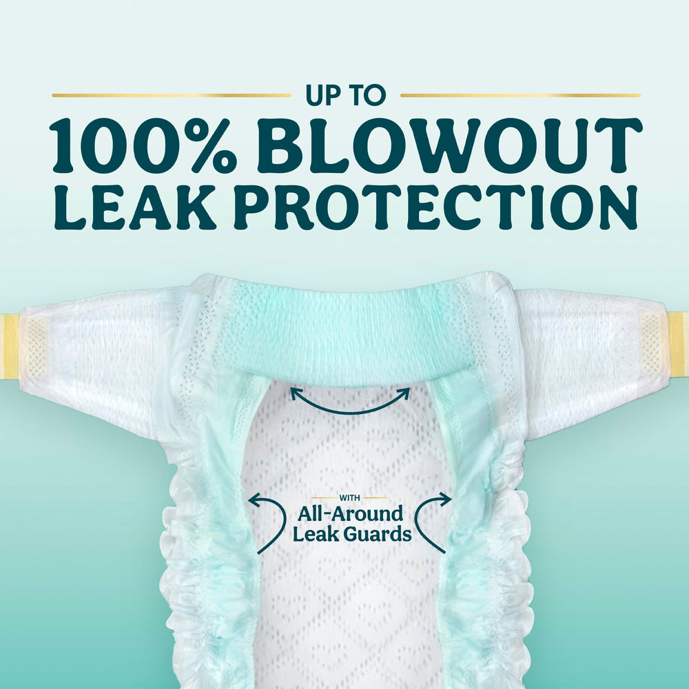 Baby crawling wearing Pampers Swaddlers showing secure fit during movement