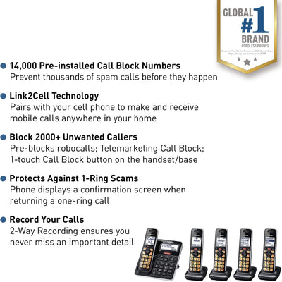 Panasonic handset close-up display showing caller ID for quick caller recognition