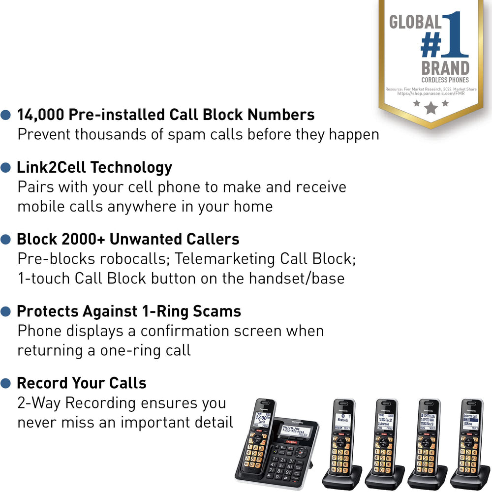 Panasonic handset close-up display showing caller ID for quick caller recognition