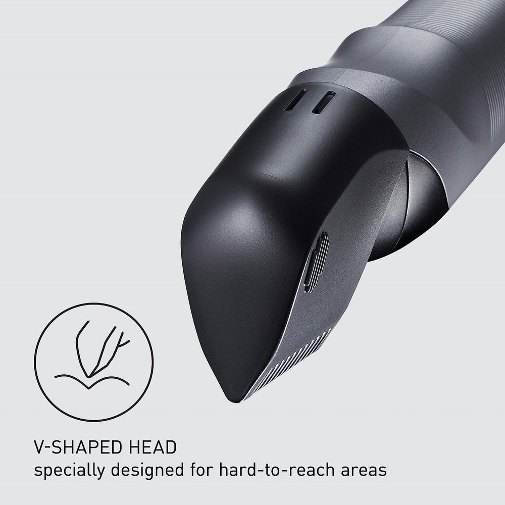 Panasonic skin guard attachment displayed to show added protection for sensitive-area grooming