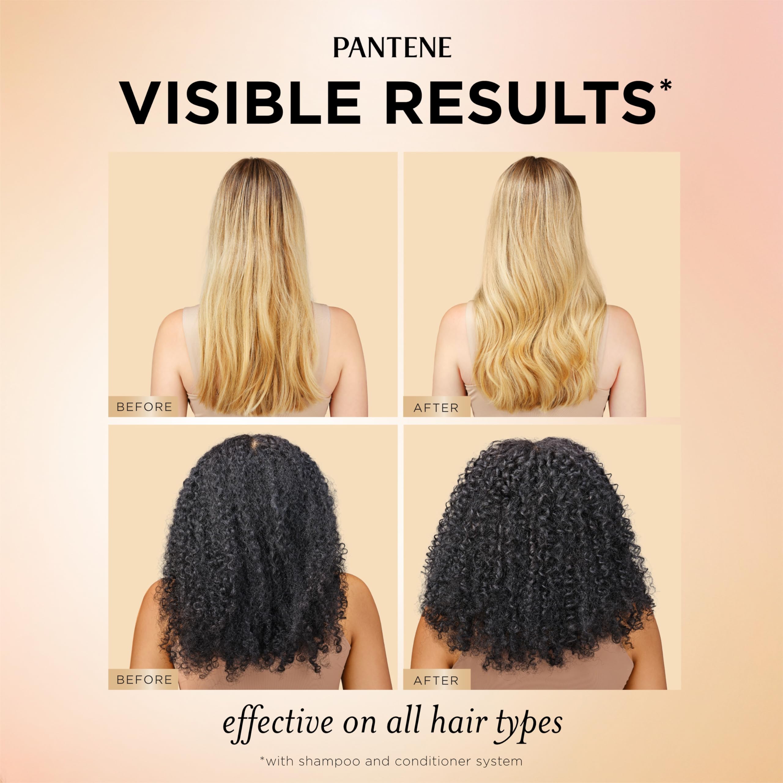 Three Pantene products displayed together showing complete daily regimen