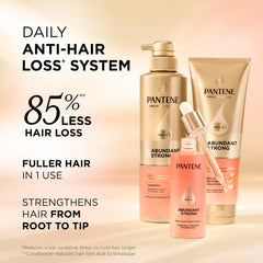 Pantene shampoo pump closeup highlighting Pantene cleansing and scalp support