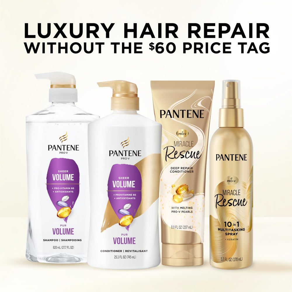 Cabello antes y después con Pantene mostrando mayor cuerpo y movimiento