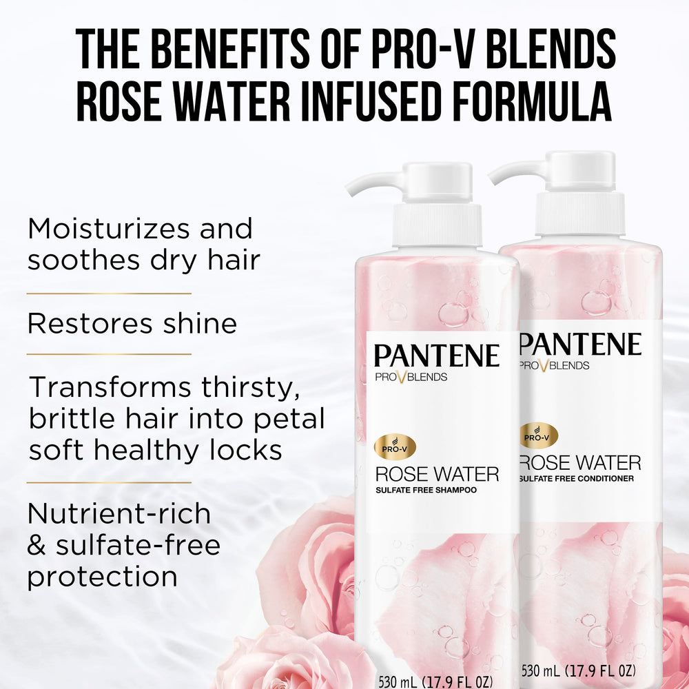 Pantene primer plano de etiqueta e ingredientes Pro‑V y vitamina B5, confianza en fórmula