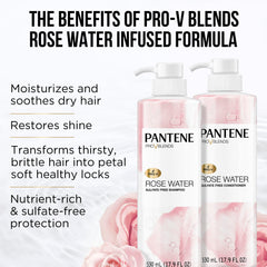 Pantene primer plano de etiqueta e ingredientes Pro‑V y vitamina B5, confianza en fórmula