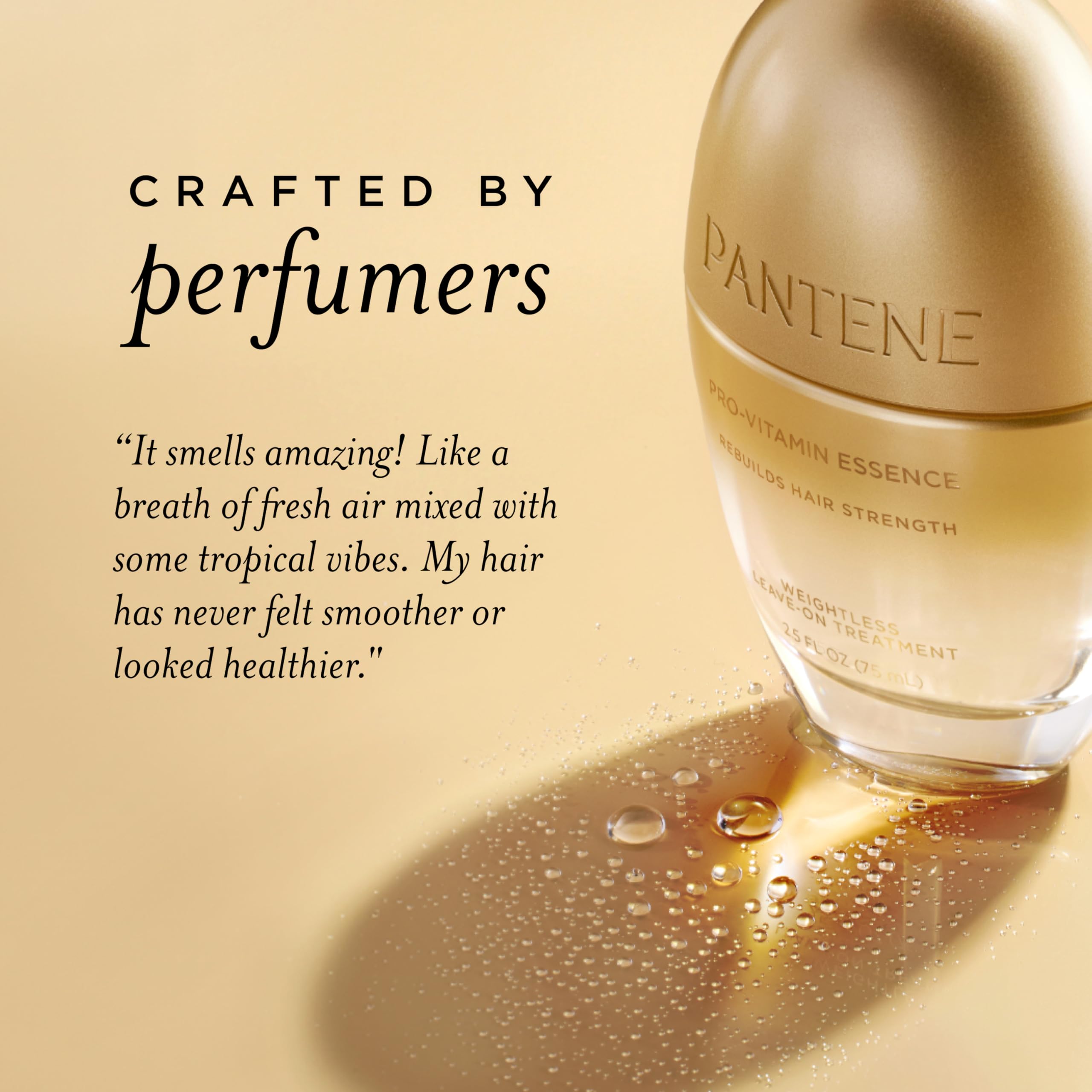 Pantene Pro-Vitamin Essence etiqueta con ingredientes clave y beneficios visibles