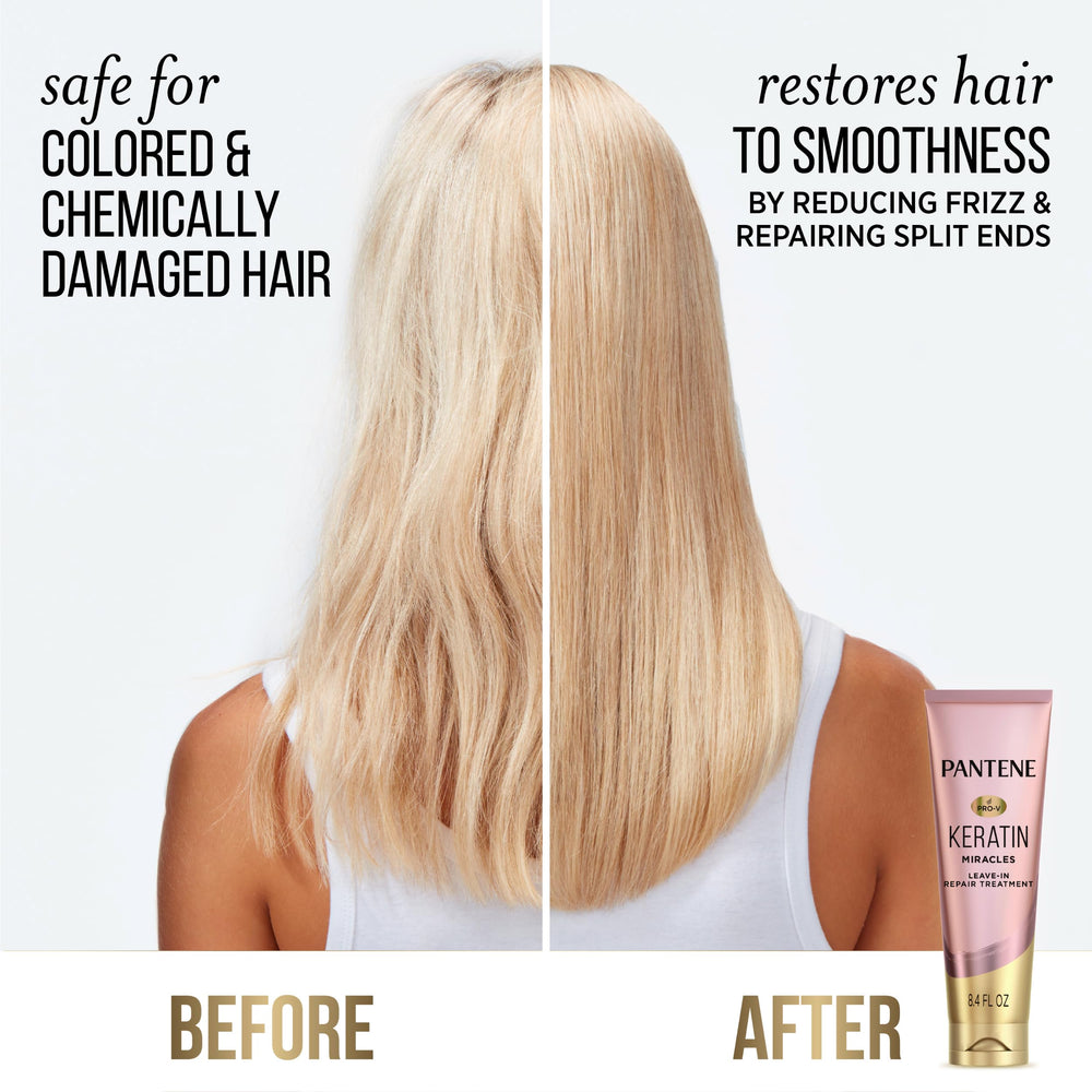 Etiqueta Pantene Keratin con ingredientes destacados y beneficios