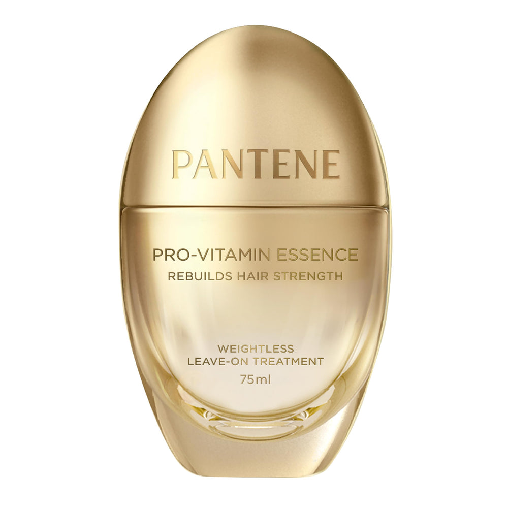 Pantene Pro-Vitamin Essence frontal botella mostrando el diseño y beneficio reparador